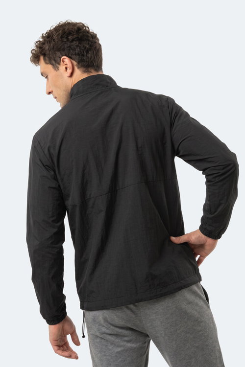 Slazenger RECKON Erkek Dik Yaka Fermuarlı Siyah Yağmurluk