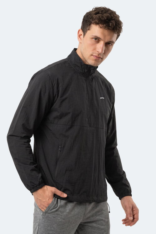 Slazenger RECKON Erkek Dik Yaka Fermuarlı Siyah Yağmurluk