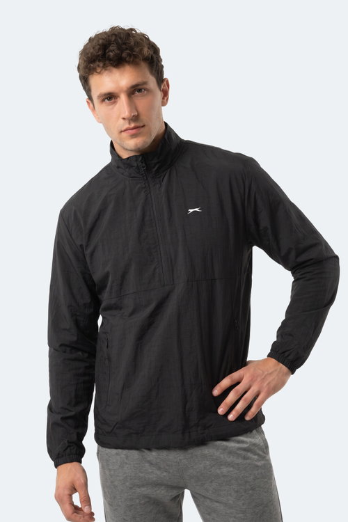 Slazenger RECKON Erkek Dik Yaka Fermuarlı Siyah Yağmurluk
