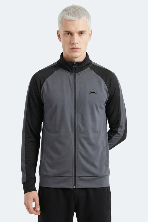 Slazenger REDORA Erkek Dik Yaka Fermuarlı Koyu Gri Sweatshırt