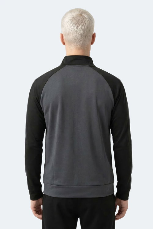 Slazenger REDORA Erkek Dik Yaka Fermuarlı Koyu Gri Sweatshırt