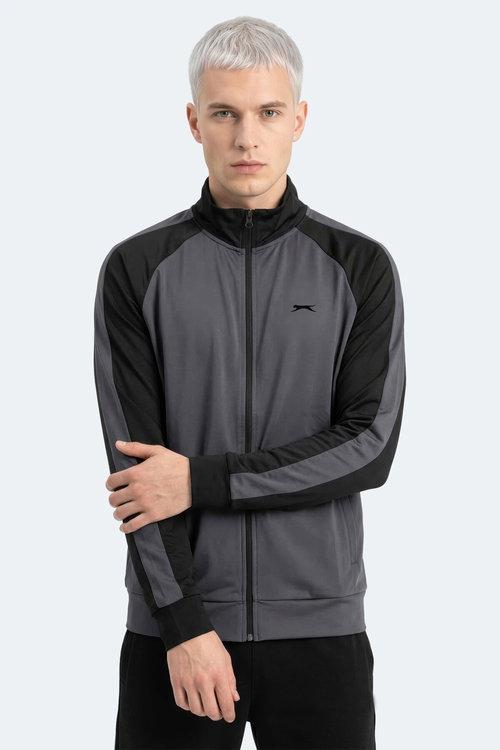 Slazenger REDORA Erkek Dik Yaka Fermuarlı Koyu Gri Sweatshırt