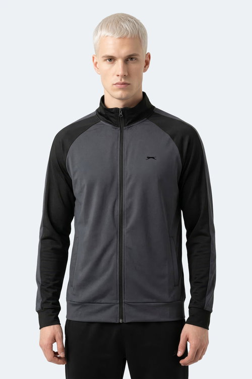 Slazenger REDORA Erkek Dik Yaka Fermuarlı Koyu Gri Sweatshırt