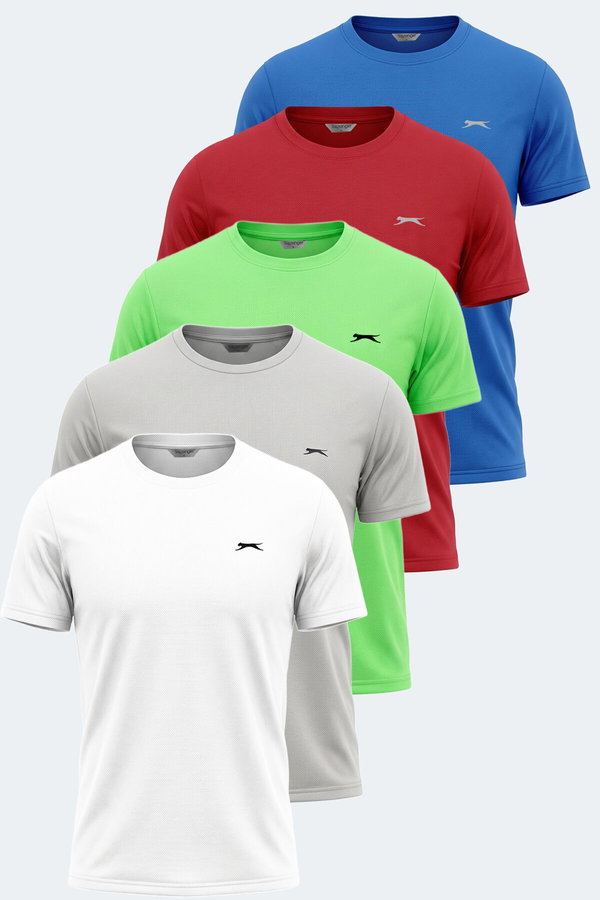 Slazenger REPUBLIC Erkek BEYAZ- KOYU GRİ - KIRMIZI - SAKS MAVİ - NEON YEŞİL Tişört