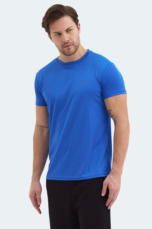 Slazenger REPUBLIC Erkek Saks Mavi Tişört