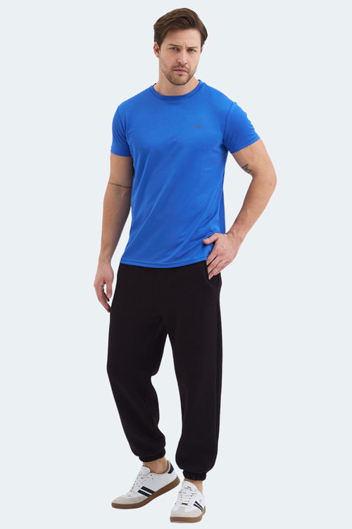 Slazenger REPUBLIC Erkek Saks Mavi Tişört