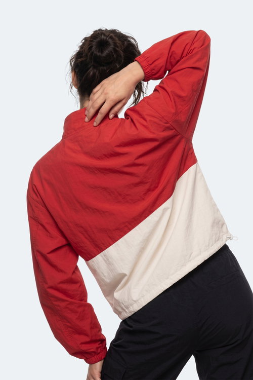 Slazenger RESTORED Kadın Dik Yaka Fermuarlı Oversıze Kırmızı Rüzgarlık