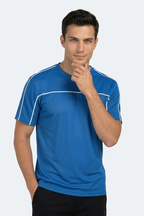 Slazenger REVIVE Erkek Saks Mavi Tişört