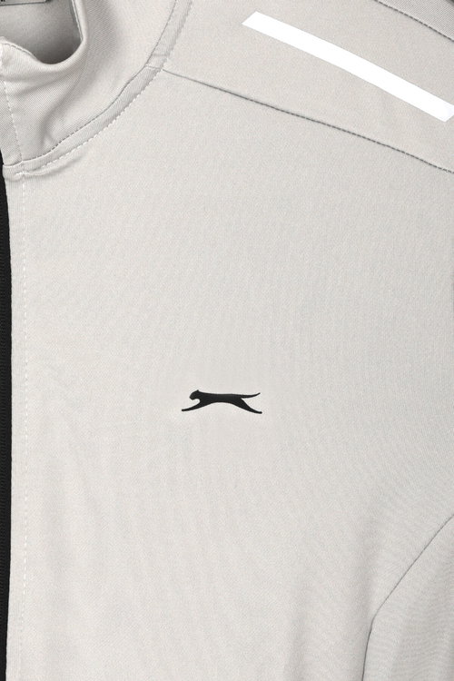 Slazenger REVOLVER Erkek Fermuarlı Dik Yaka Cepli Gri Sweatshırt