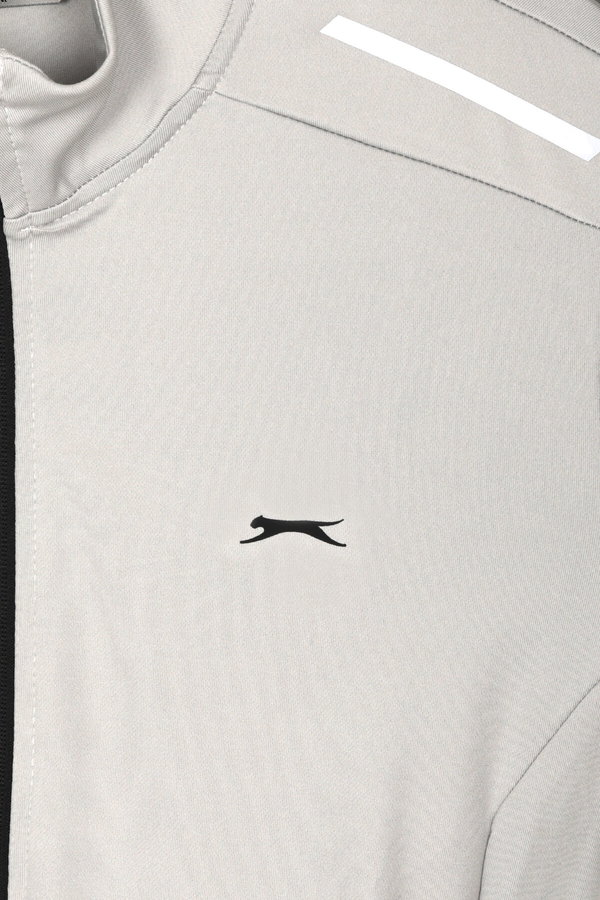 Slazenger REVOLVER Erkek Fermuarlı Dik Yaka Cepli Gri Sweatshırt