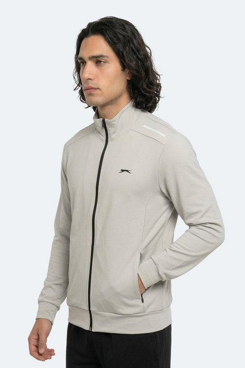 Slazenger REVOLVER Erkek Fermuarlı Dik Yaka Cepli Gri Sweatshırt