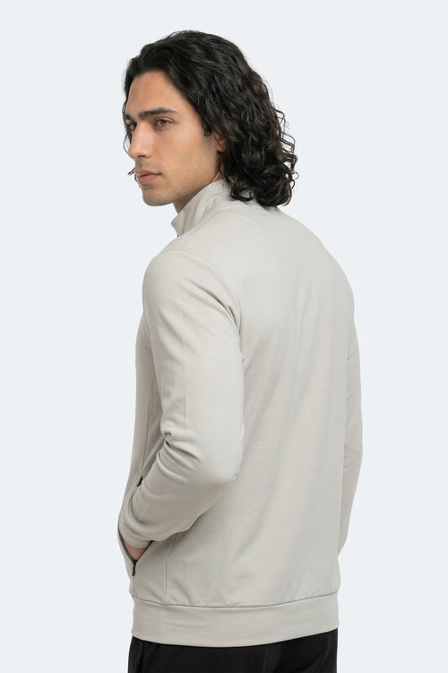 Slazenger REVOLVER Erkek Fermuarlı Dik Yaka Cepli Gri Sweatshırt