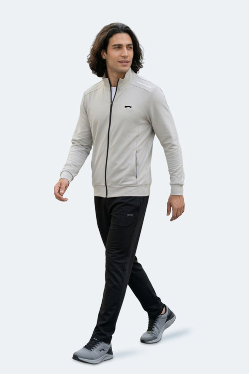 Slazenger REVOLVER Erkek Fermuarlı Dik Yaka Cepli Gri Sweatshırt