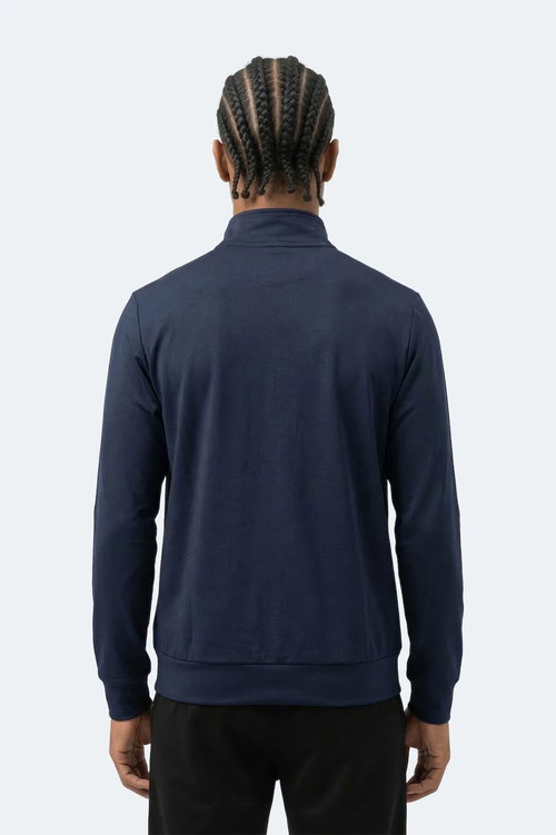 Slazenger REVOLVER Erkek Fermuarlı Dik Yaka Cepli Lacivert Sweatshırt