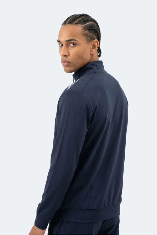 Slazenger REVOLVER Erkek Fermuarlı Dik Yaka Cepli Lacivert Sweatshırt