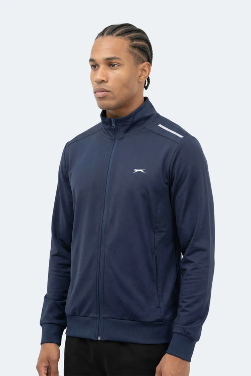 Slazenger REVOLVER Erkek Fermuarlı Dik Yaka Cepli Lacivert Sweatshırt