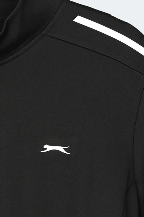 Slazenger REVOLVER Erkek Fermuarlı Dik Yaka Cepli Siyah Sweatshırt