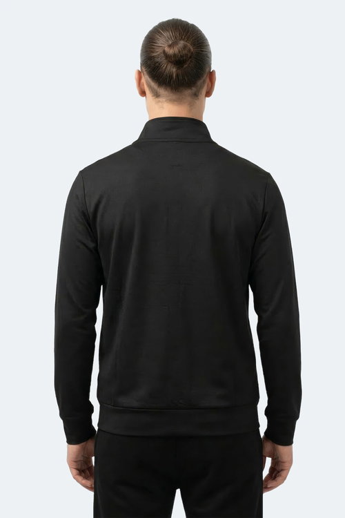 Slazenger REVOLVER Erkek Fermuarlı Dik Yaka Cepli Siyah Sweatshırt