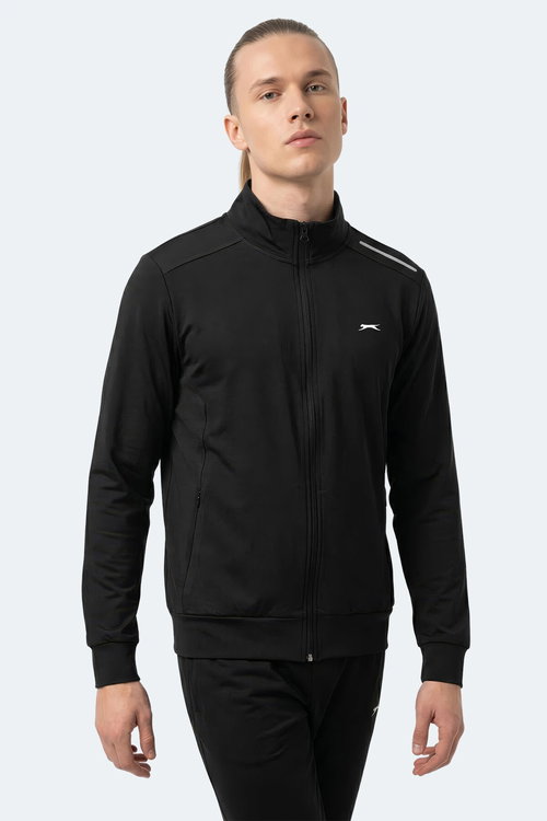 Slazenger REVOLVER Erkek Fermuarlı Dik Yaka Cepli Siyah Sweatshırt
