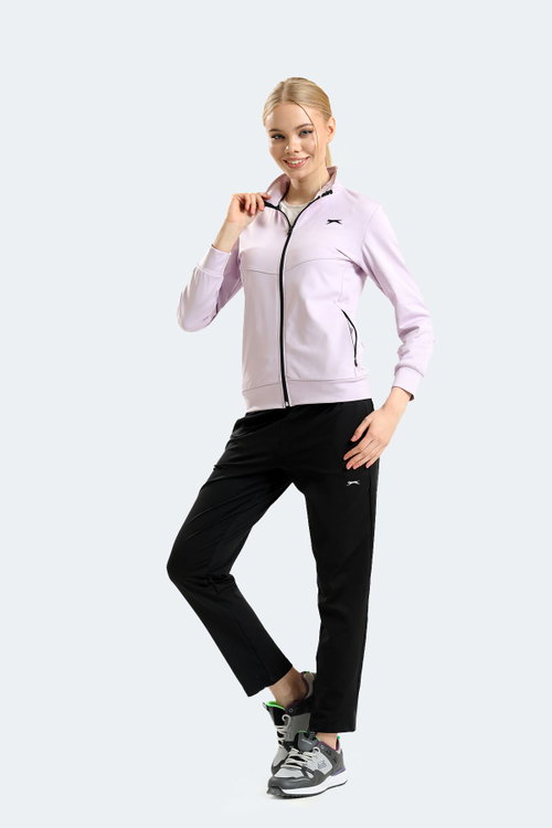 Slazenger RICHMAL Kadın Fermuarlı Dik Yaka Cepli Lila Eşofman Takımı