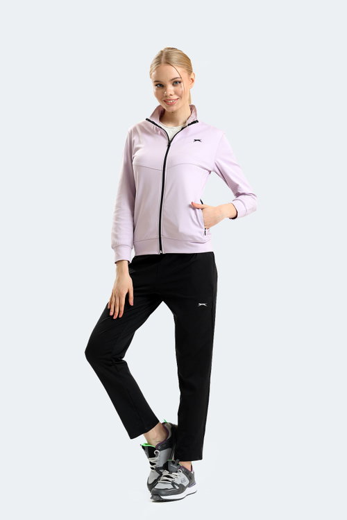 Slazenger RICHMAL Kadın Fermuarlı Dik Yaka Cepli Lila Eşofman Takımı