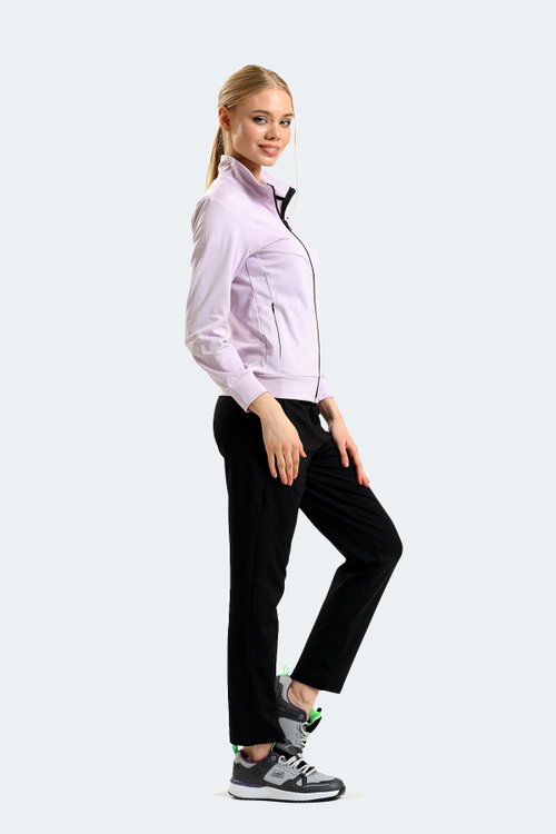 Slazenger RICHMAL Kadın Fermuarlı Dik Yaka Cepli Lila Eşofman Takımı
