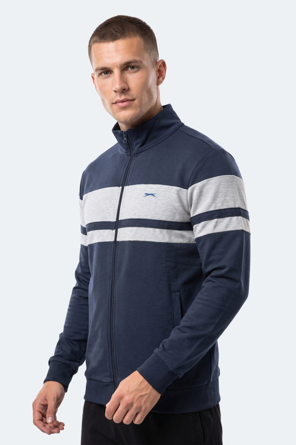 Slazenger RIDER Erkek Dik Yaka Fermuarlı Lacivert Sweatshırt