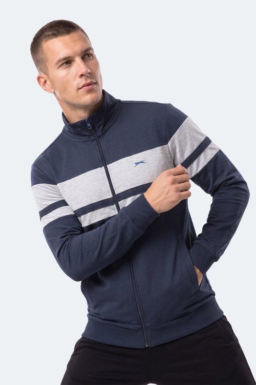 Slazenger RIDER Erkek Dik Yaka Fermuarlı Lacivert Sweatshırt