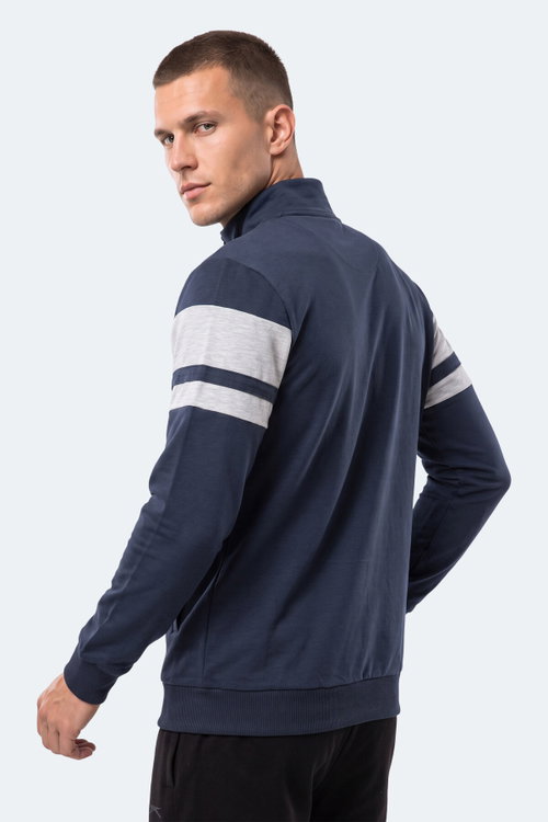 Slazenger RIDER Erkek Dik Yaka Fermuarlı Lacivert Sweatshırt