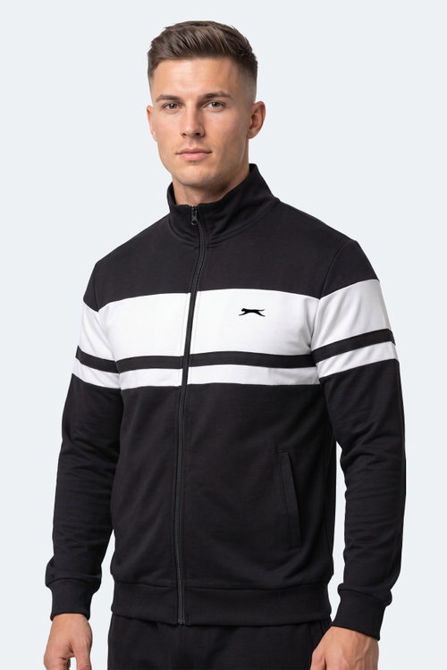Slazenger RIDER Erkek Dik Yaka Fermuarlı Siyah Sweatshırt