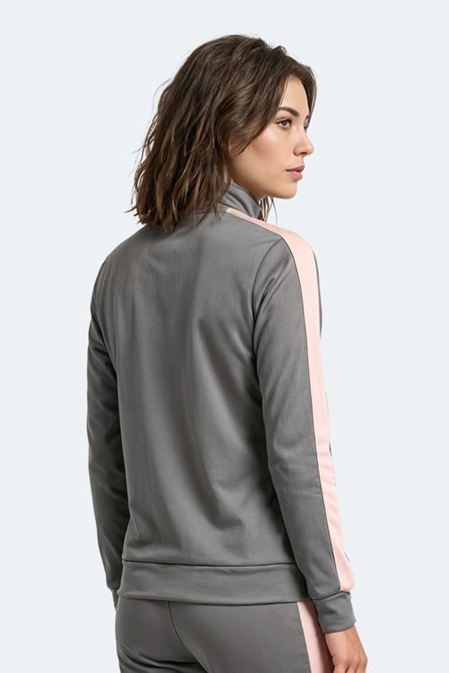 Slazenger RIFLE Kadın Fermuarlı Dik Yaka Cepli Koyu Gri Eşofman Takımı