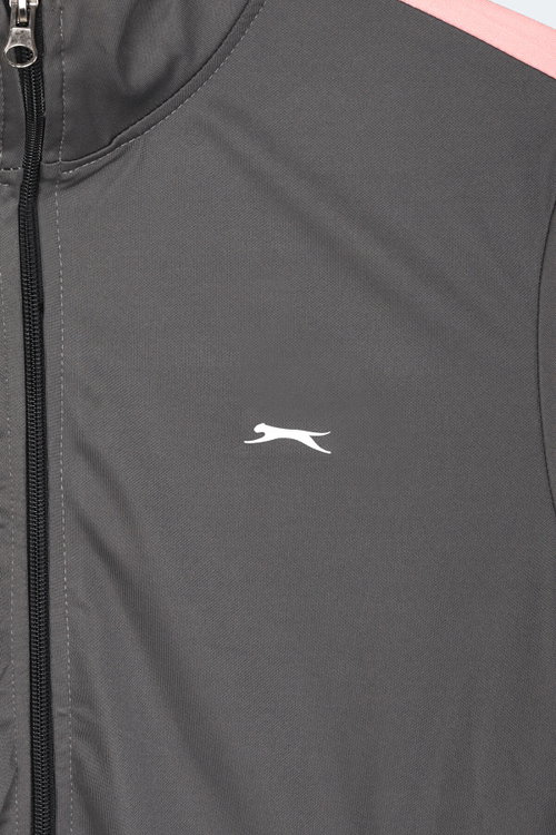 Slazenger RIFLE Kadın Fermuarlı Dik Yaka Cepli Koyu Gri Eşofman Takımı
