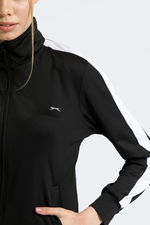 Slazenger RIFLE Kadın Fermuarlı Dik Yaka Cepli Siyah Eşofman Takımı