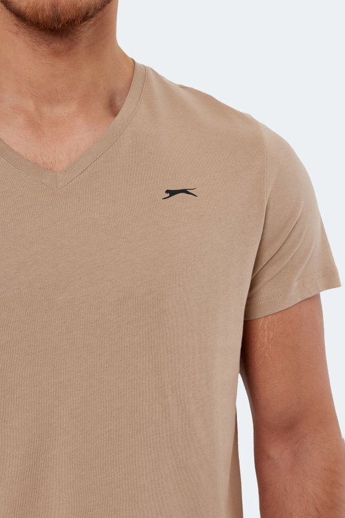 Slazenger RIVALDO Erkek V Yaka Bej Tişört
