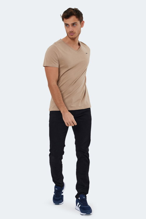 Slazenger RIVALDO Erkek V Yaka Bej Tişört