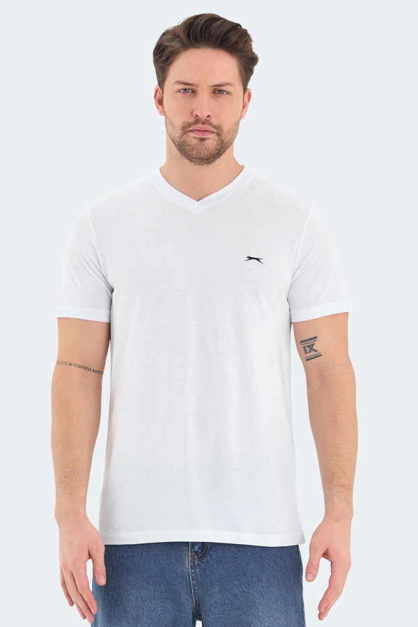 Slazenger RIVALDO Erkek V Yaka Beyaz Tişört