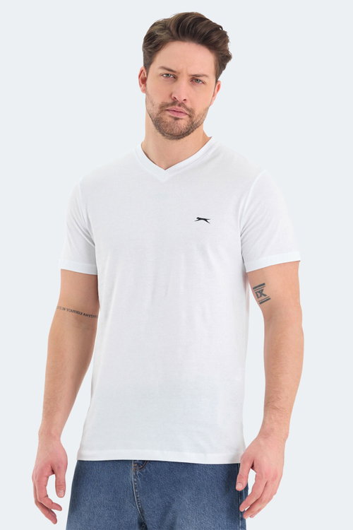 Slazenger RIVALDO Erkek V Yaka Beyaz Tişört
