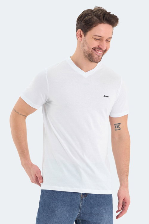 Slazenger RIVALDO Erkek V Yaka Beyaz Tişört