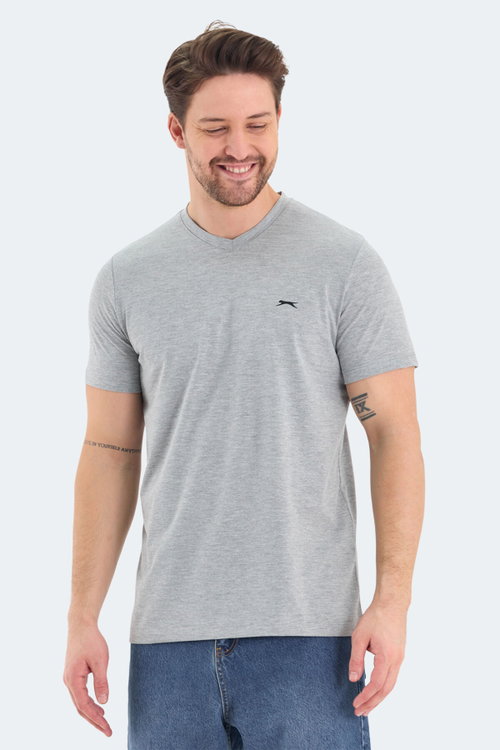 Slazenger RIVALDO Erkek V Yaka Gri Tişört