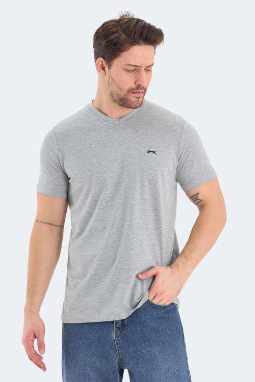 Slazenger RIVALDO Erkek V Yaka Gri Tişört