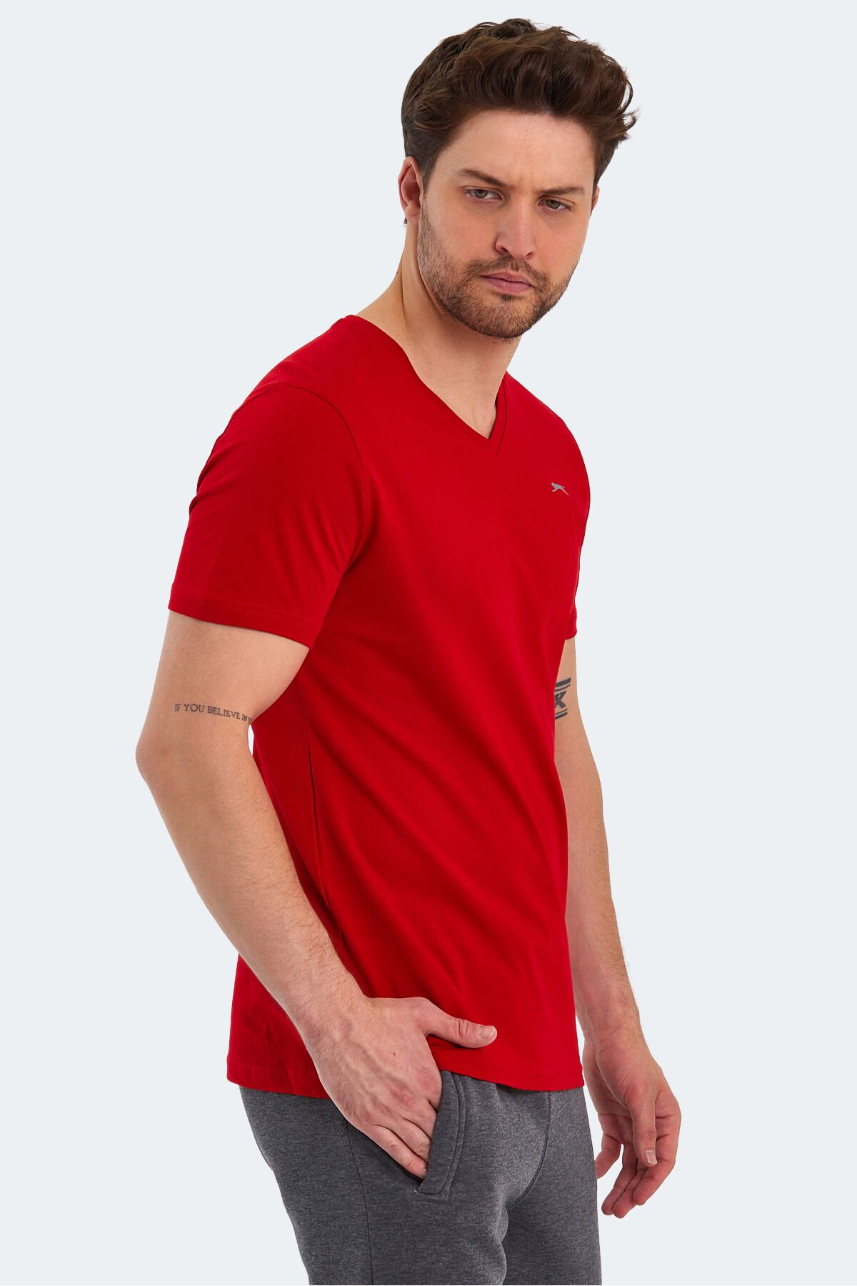 Slazenger RIVALDO Erkek Kısa Kol T-Shirt Kırmızı - Thumbnail