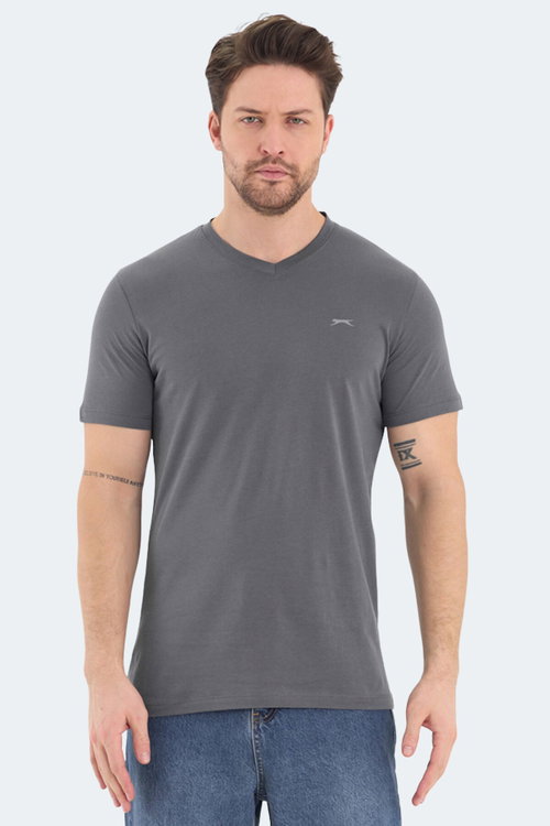 Slazenger RIVALDO Erkek V Yaka Koyu Gri Tişört