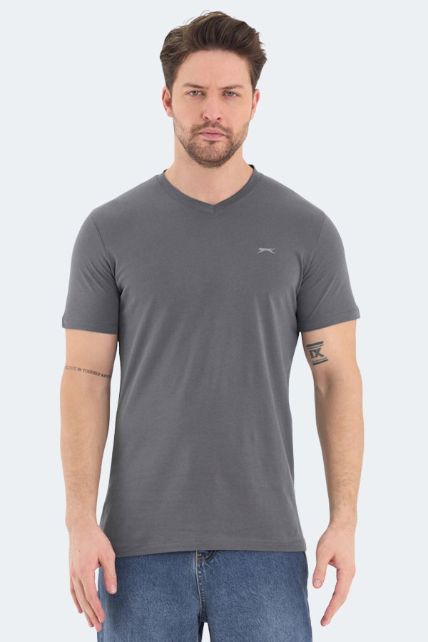 Slazenger RIVALDO Erkek V Yaka Koyu Gri Tişört
