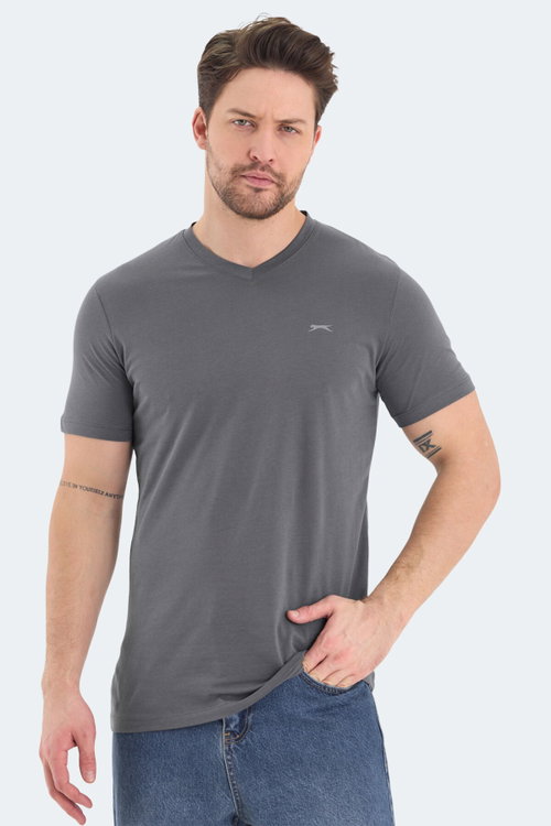 Slazenger RIVALDO Erkek V Yaka Koyu Gri Tişört