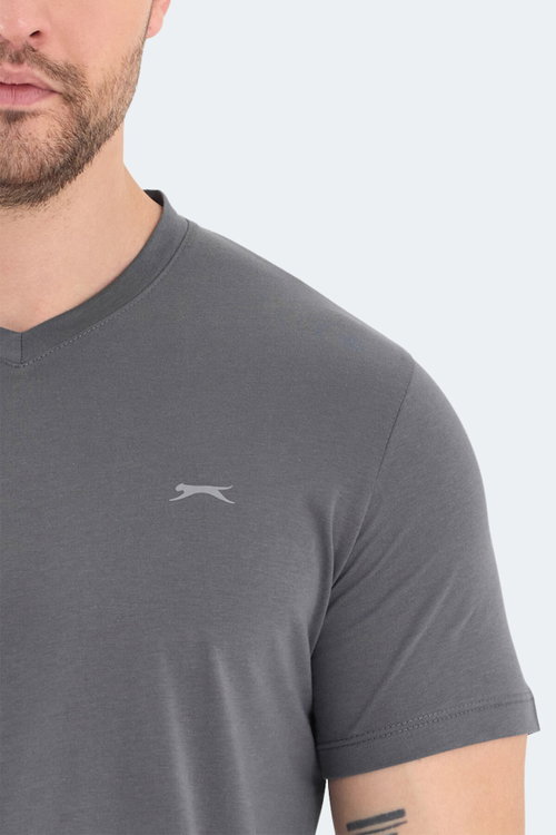 Slazenger RIVALDO Erkek V Yaka Koyu Gri Tişört