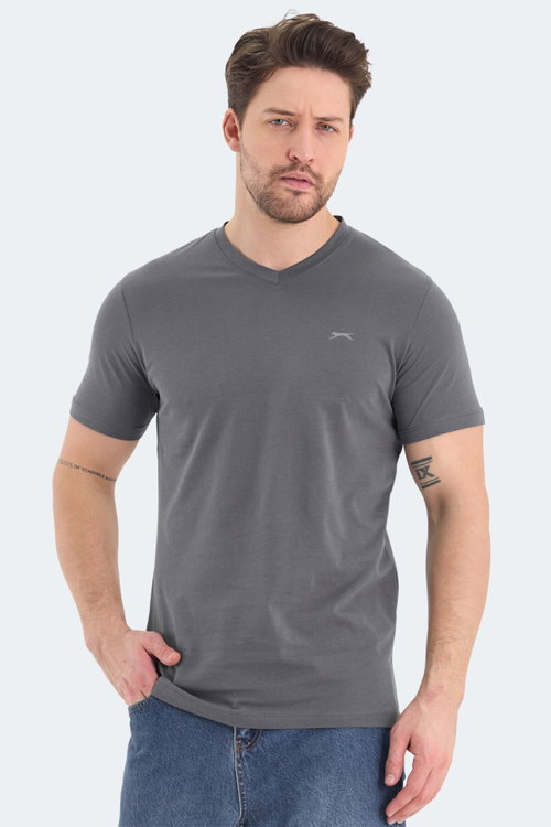 Slazenger RIVALDO Erkek V Yaka Koyu Gri Tişört