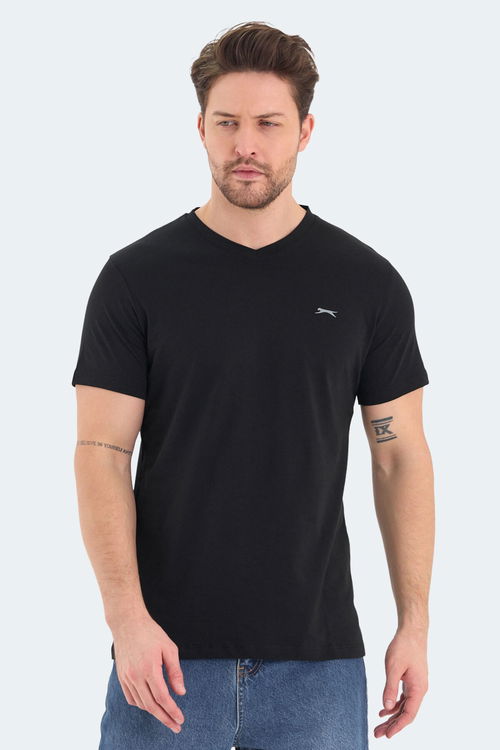 Slazenger RIVALDO Erkek V Yaka Siyah Tişört