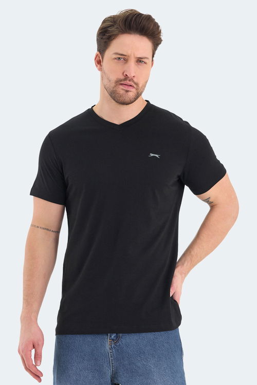 Slazenger RIVALDO Erkek V Yaka Siyah Tişört