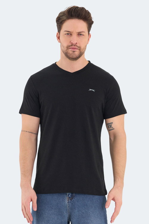 Slazenger RIVALDO Erkek V Yaka Siyah Tişört
