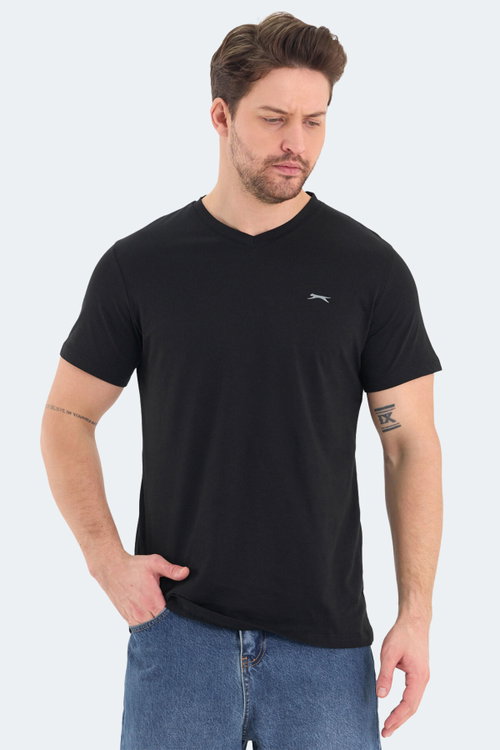 Slazenger RIVALDO Erkek V Yaka Siyah Tişört